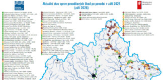 Vodní tok a probíhající zpevňování břehů