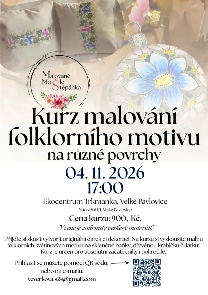 KURZ MALOVÁNÍ FOLKLORNÍHO MOTIVU na různé povrchy se Štěpánkou Kovář Veverkovou ve Velkých Pavlovicích, foto 01